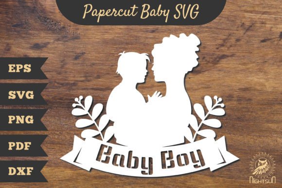 Mom and Baby Boy Papercut SVG 3