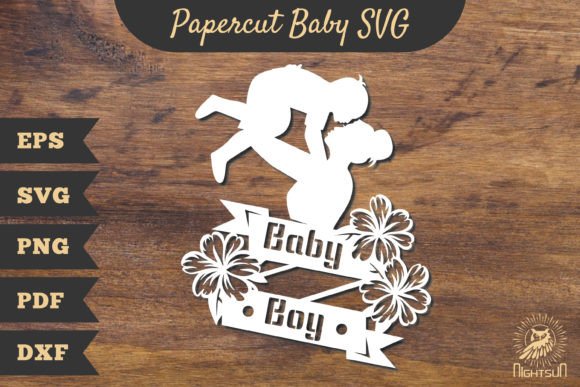 Mom and Baby Boy Papercut SVG 4