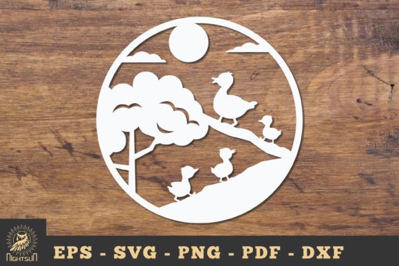 Mom and Baby Duck Papercut Round SVG Review