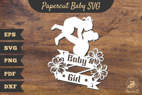 Mom and Baby Girl Papercut SVG 4